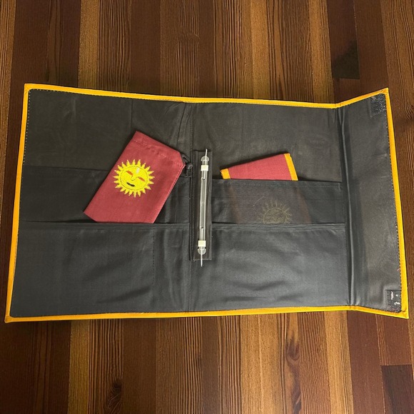 Handmade Embroidered Journal Cover with Notebook and Pen Holder Rustic Decor - Picture 2 of 4